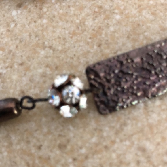 elegant mixed metal tassel/rhinestone pierced earrings - Picture 3 of 7